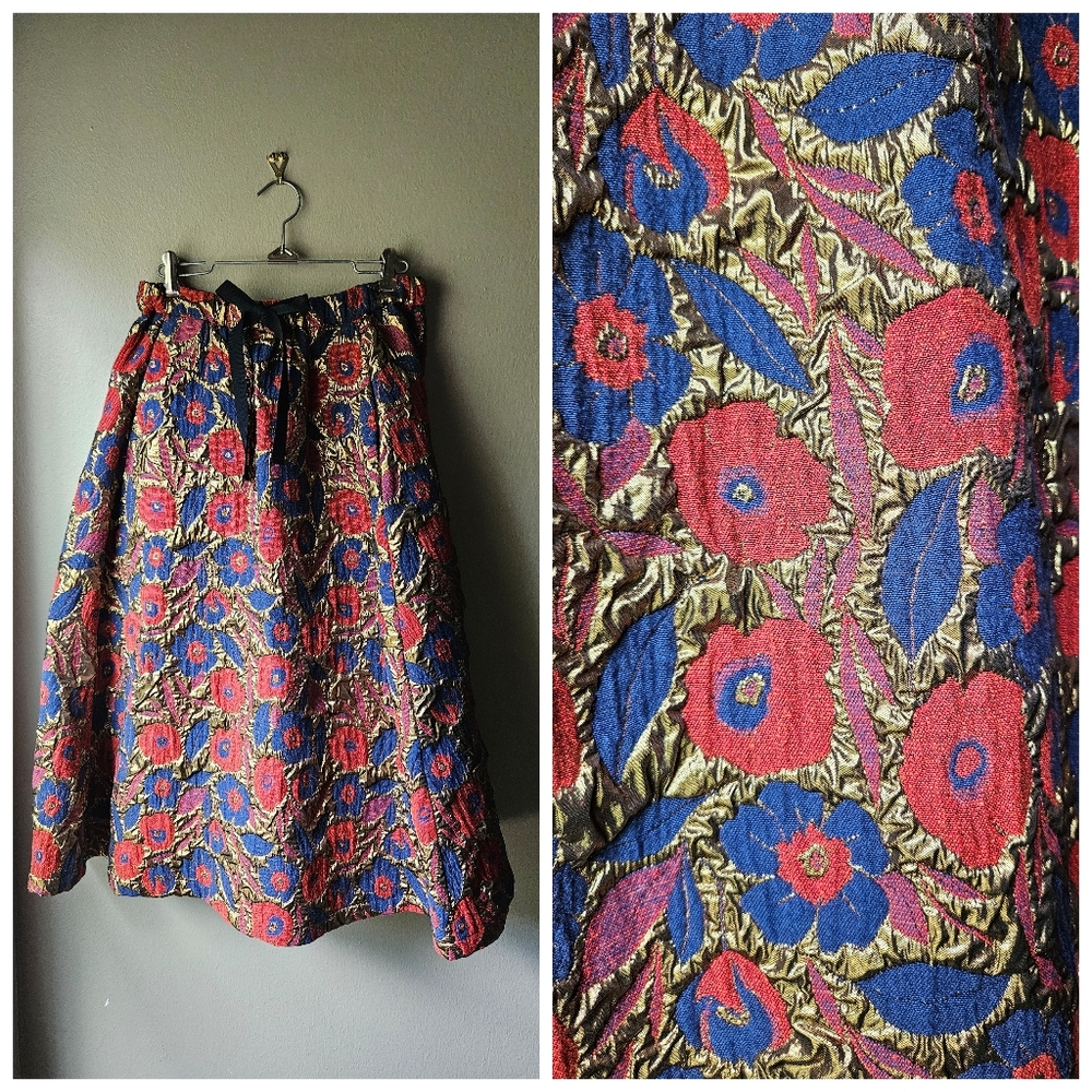 Metallic Brocade Circle Skirt With Pockets